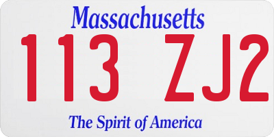 MA license plate 113ZJ2