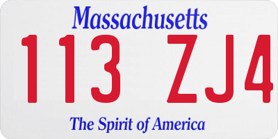 MA license plate 113ZJ4