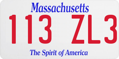 MA license plate 113ZL3