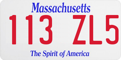 MA license plate 113ZL5