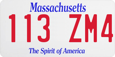 MA license plate 113ZM4