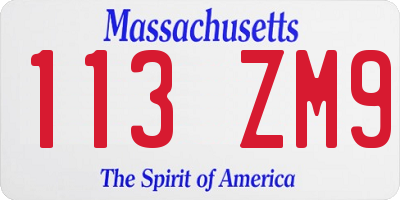 MA license plate 113ZM9