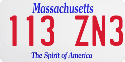 MA license plate 113ZN3
