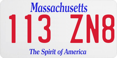 MA license plate 113ZN8
