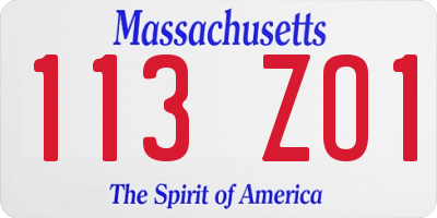 MA license plate 113ZO1