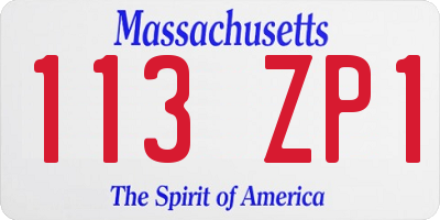 MA license plate 113ZP1