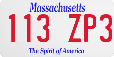 MA license plate 113ZP3
