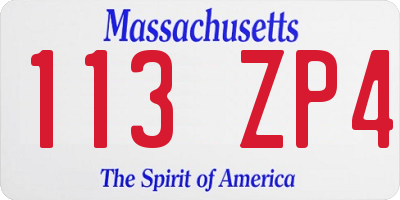 MA license plate 113ZP4