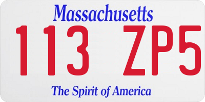 MA license plate 113ZP5