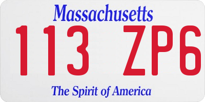 MA license plate 113ZP6