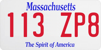 MA license plate 113ZP8
