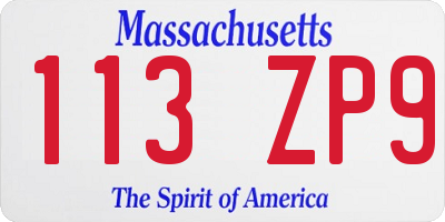 MA license plate 113ZP9