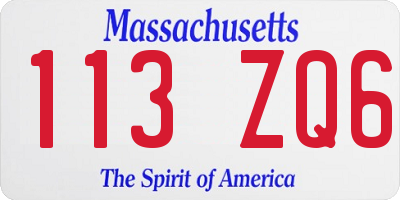MA license plate 113ZQ6