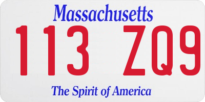 MA license plate 113ZQ9