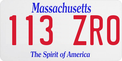 MA license plate 113ZR0
