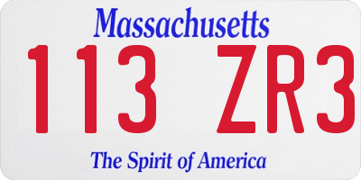 MA license plate 113ZR3