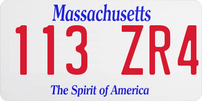 MA license plate 113ZR4