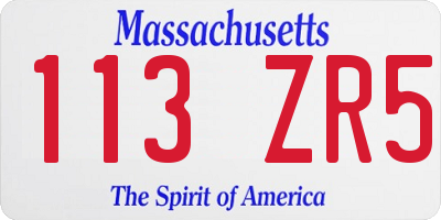 MA license plate 113ZR5