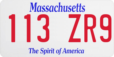 MA license plate 113ZR9