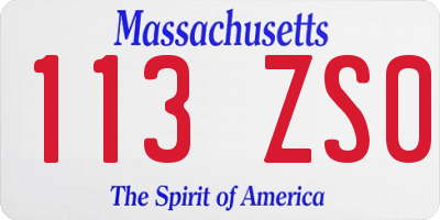 MA license plate 113ZS0