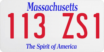 MA license plate 113ZS1