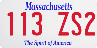 MA license plate 113ZS2