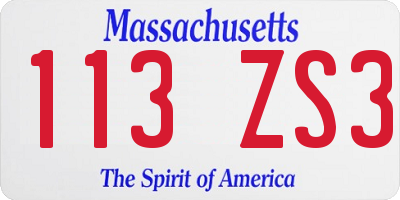 MA license plate 113ZS3