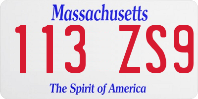 MA license plate 113ZS9