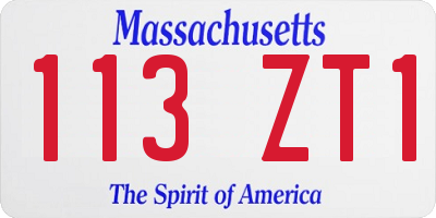 MA license plate 113ZT1