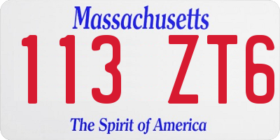 MA license plate 113ZT6
