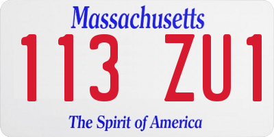 MA license plate 113ZU1