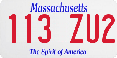 MA license plate 113ZU2