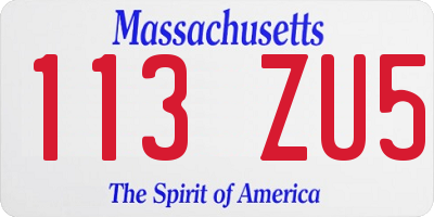 MA license plate 113ZU5