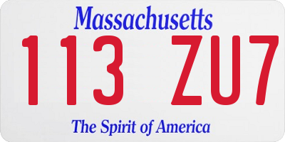 MA license plate 113ZU7