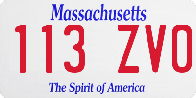 MA license plate 113ZV0