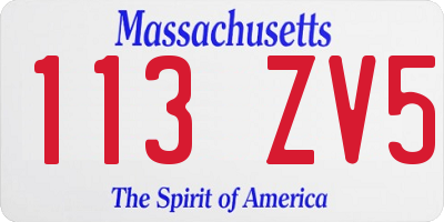 MA license plate 113ZV5