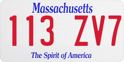 MA license plate 113ZV7