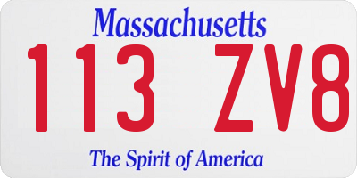 MA license plate 113ZV8