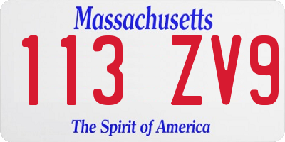 MA license plate 113ZV9