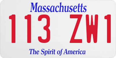 MA license plate 113ZW1