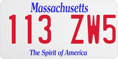 MA license plate 113ZW5
