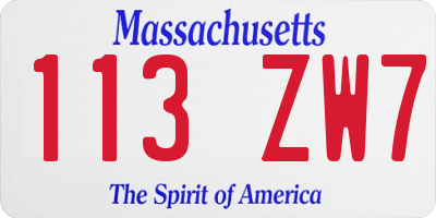 MA license plate 113ZW7