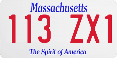 MA license plate 113ZX1