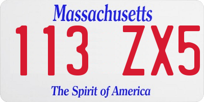 MA license plate 113ZX5