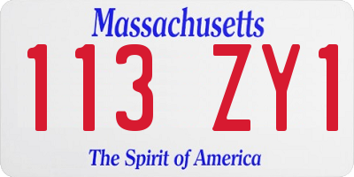 MA license plate 113ZY1