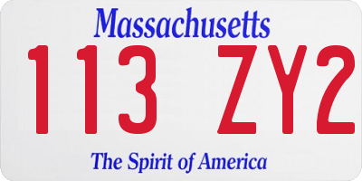 MA license plate 113ZY2