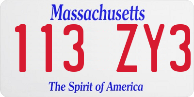 MA license plate 113ZY3