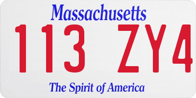 MA license plate 113ZY4