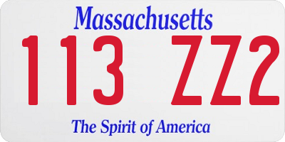 MA license plate 113ZZ2