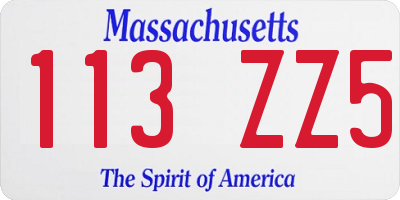 MA license plate 113ZZ5